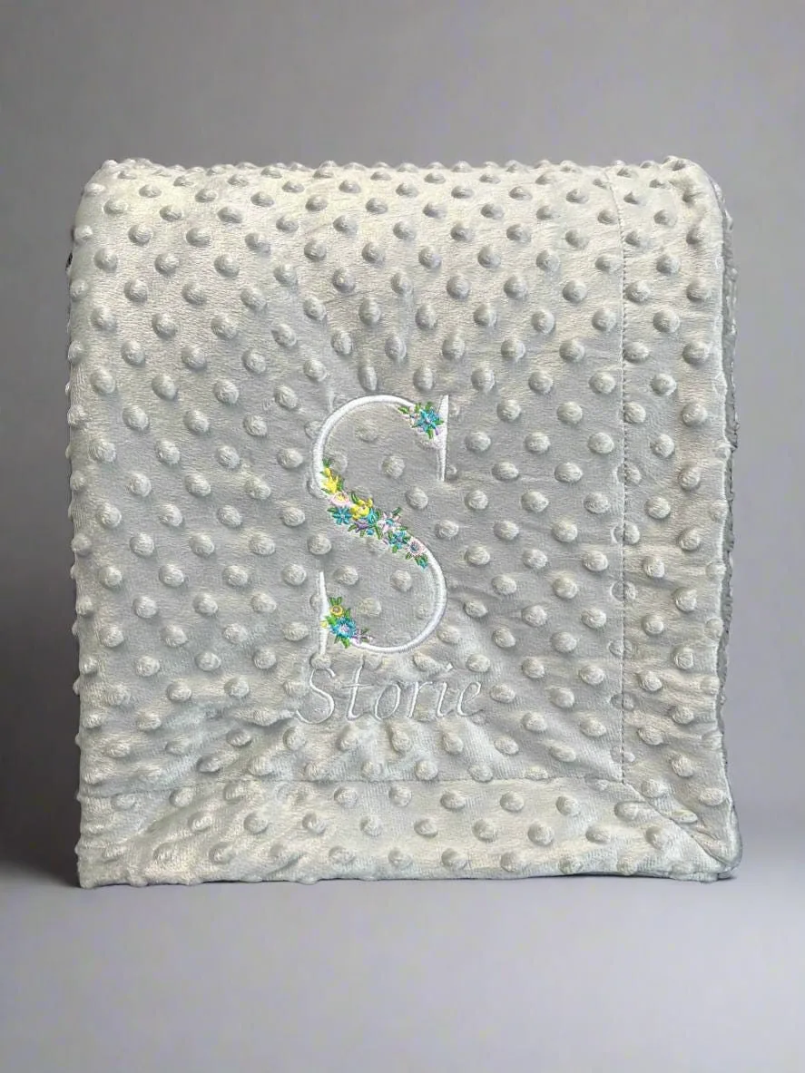 Flower Initial and Name Bubble Blanket