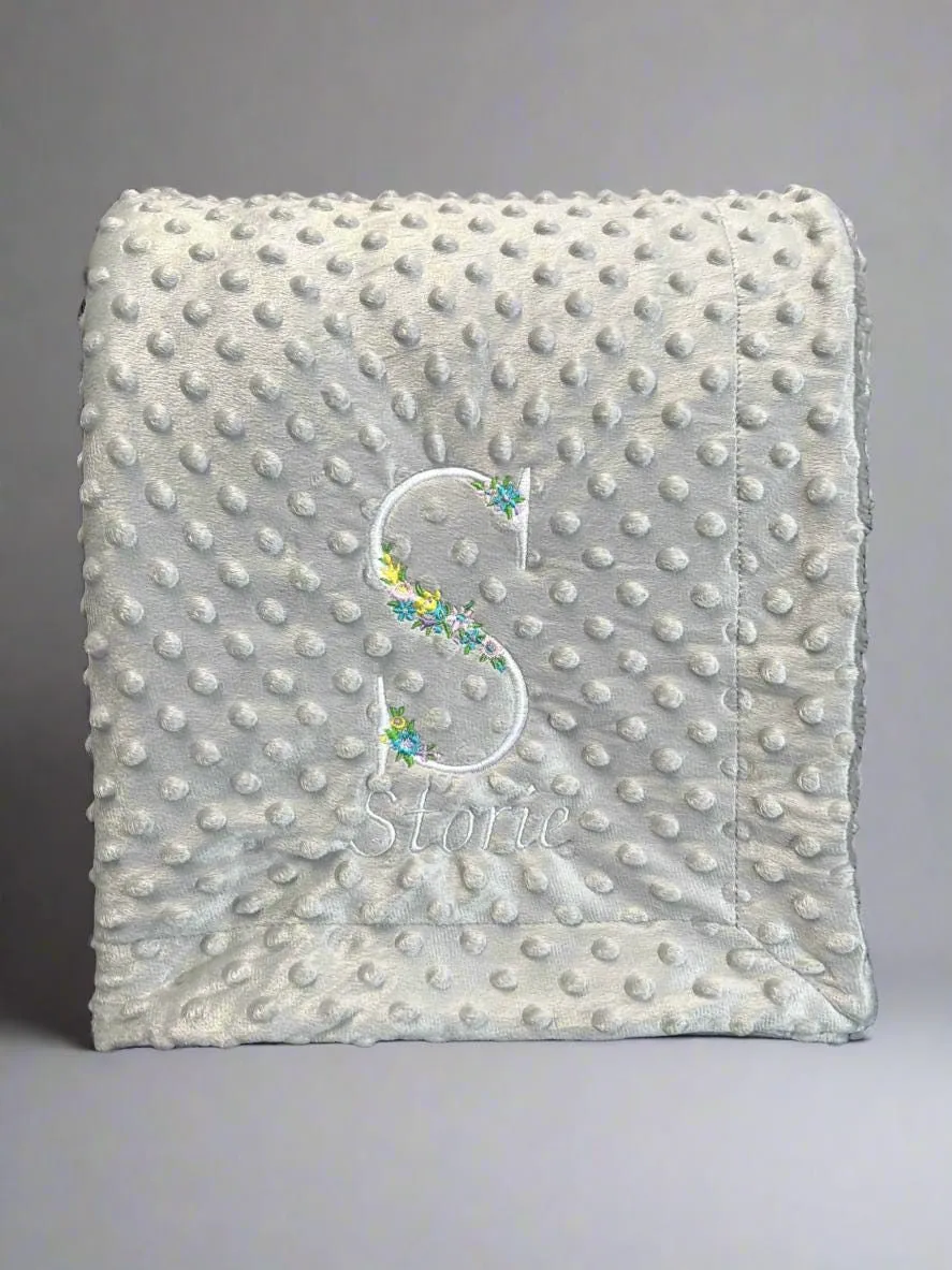 Flower Initial and Name Bubble Blanket