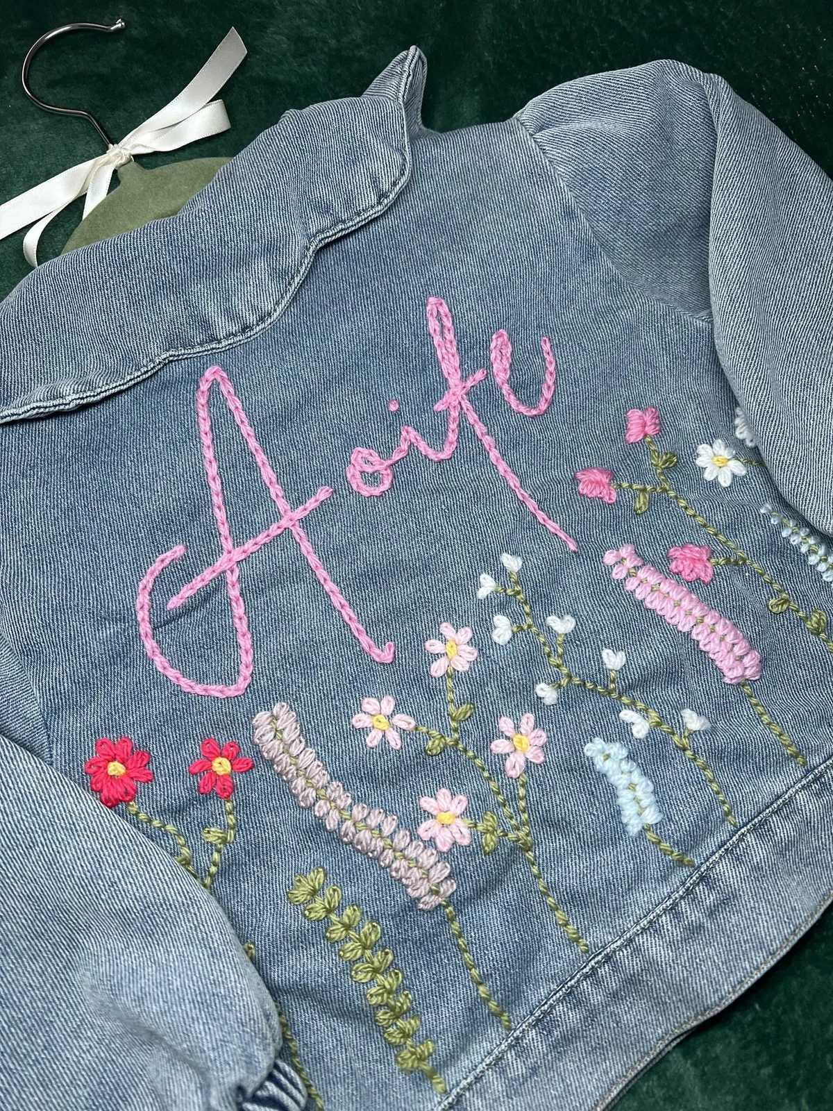 Hand-Embroidered Personalised Floral Denim Jacket
