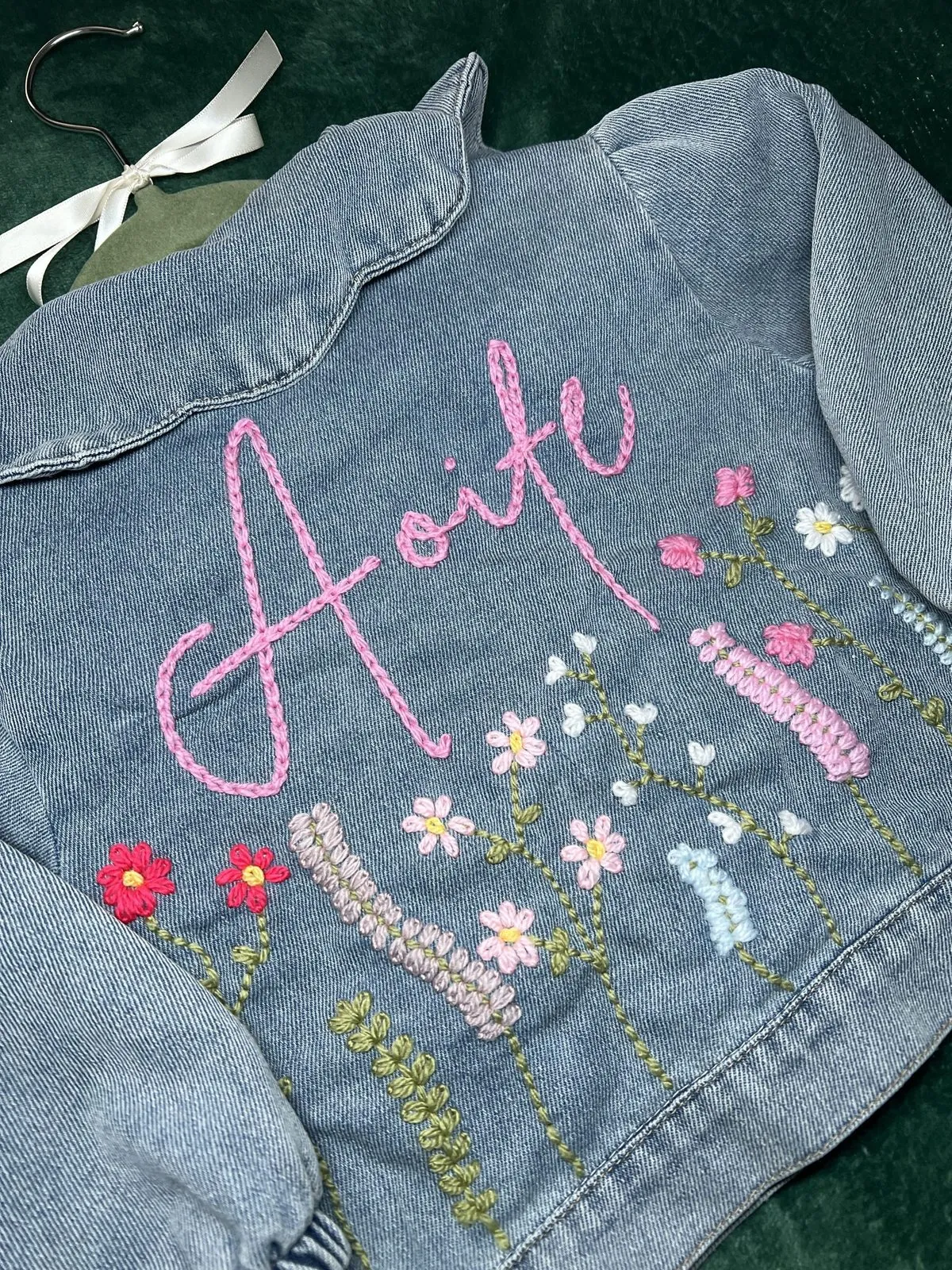 Hand-Embroidered Personalised Floral Denim Jacket