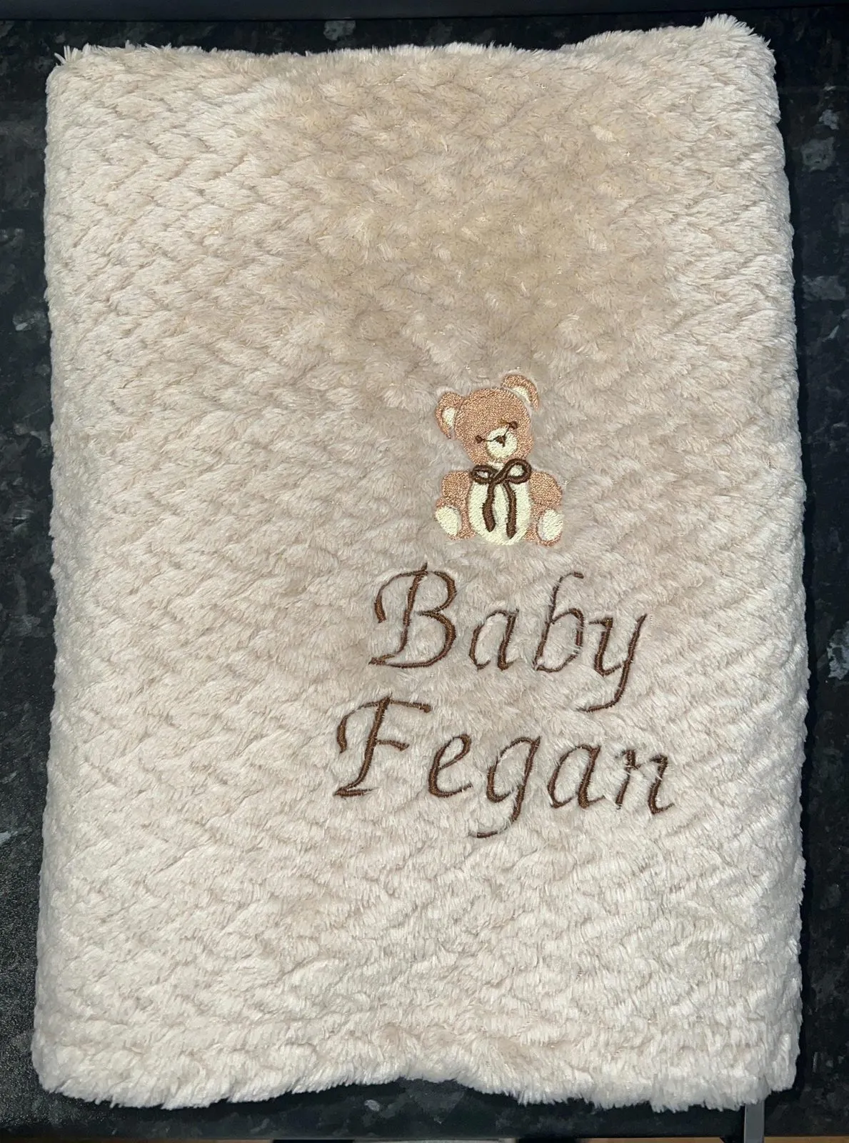 Neutral Teddy Bear Baby Blanket
