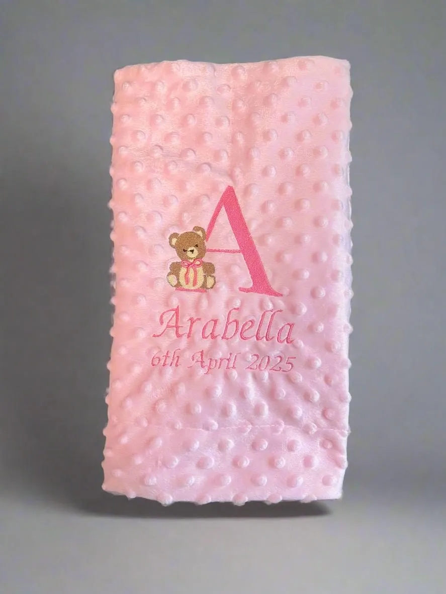 Personalised Bear Initial Baby Blanket