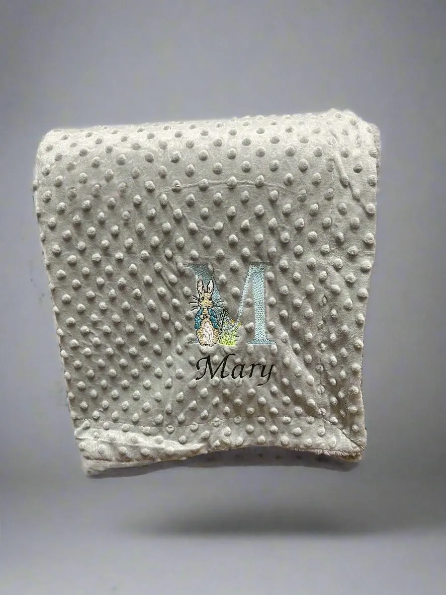 Personalised Bunny Initial Baby Blanket
