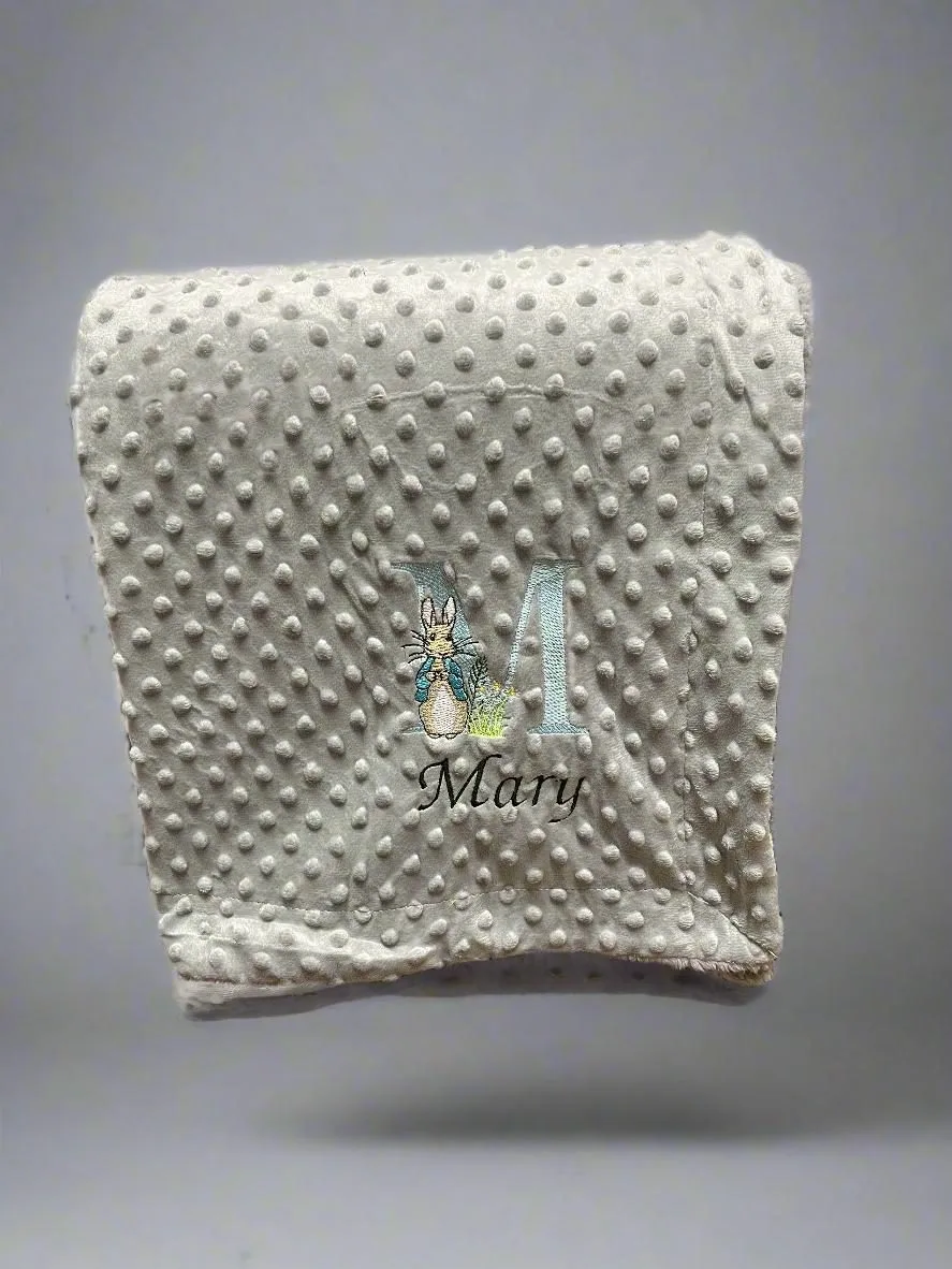 Personalised Bunny Initial Baby Blanket