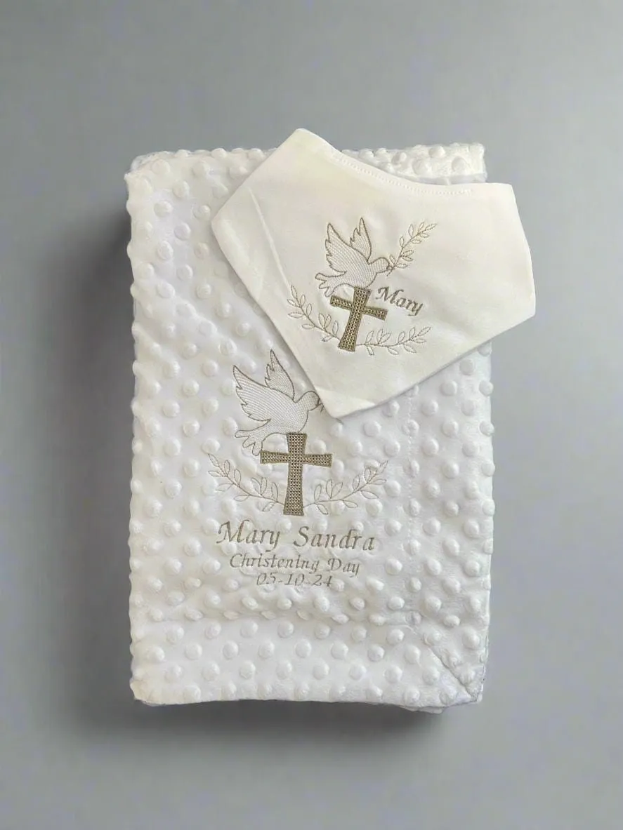 Personalised Christening Bundle: Blanket and Bib