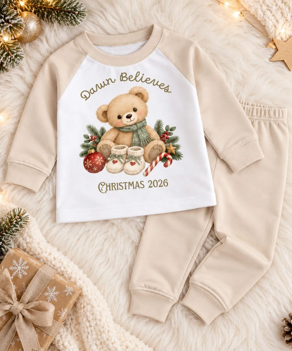 Personalised Christmas 2026 Teddy Bear Pyjamas