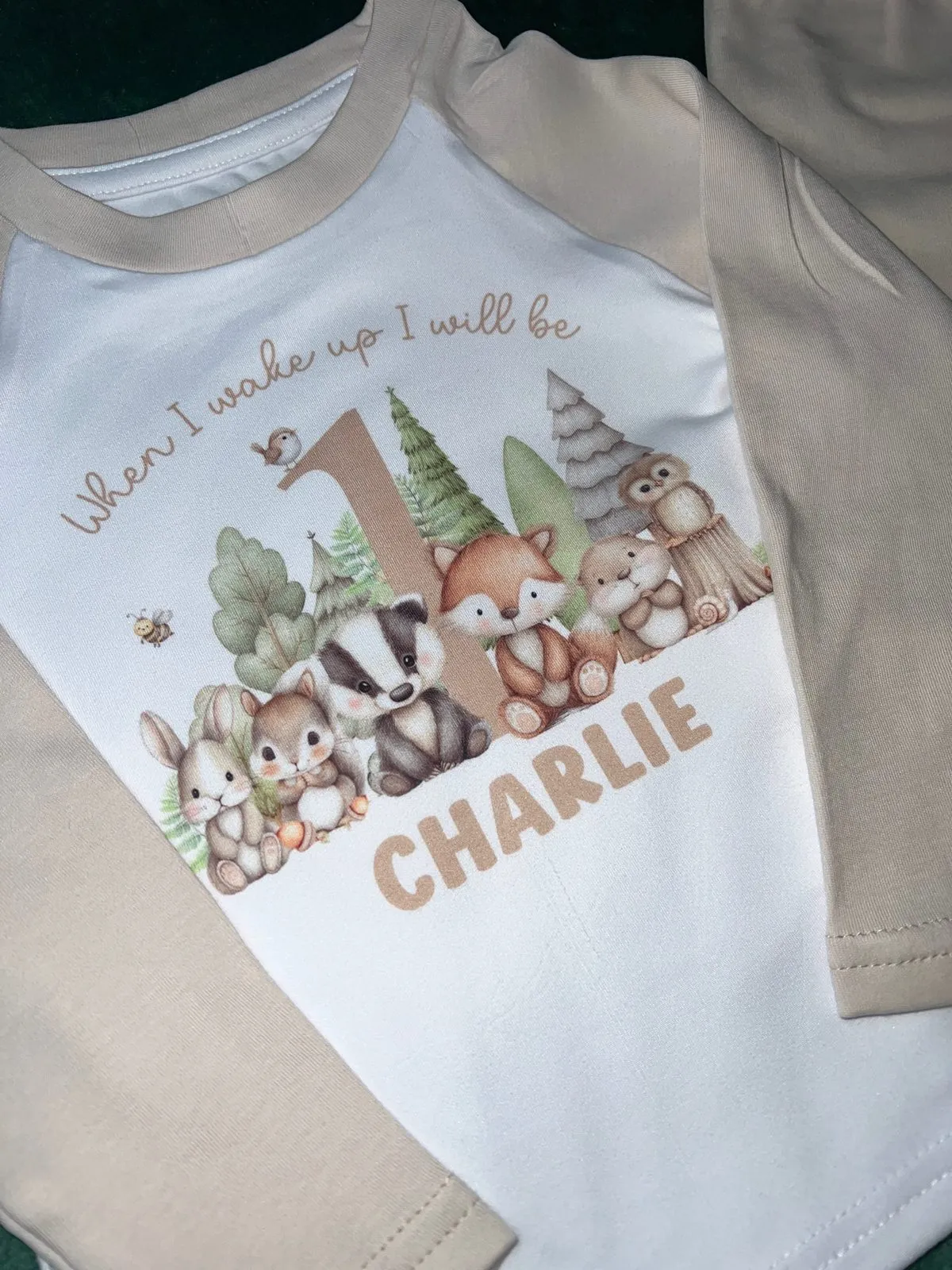 Personalised First Birthday Pyjamas: Woodland Design