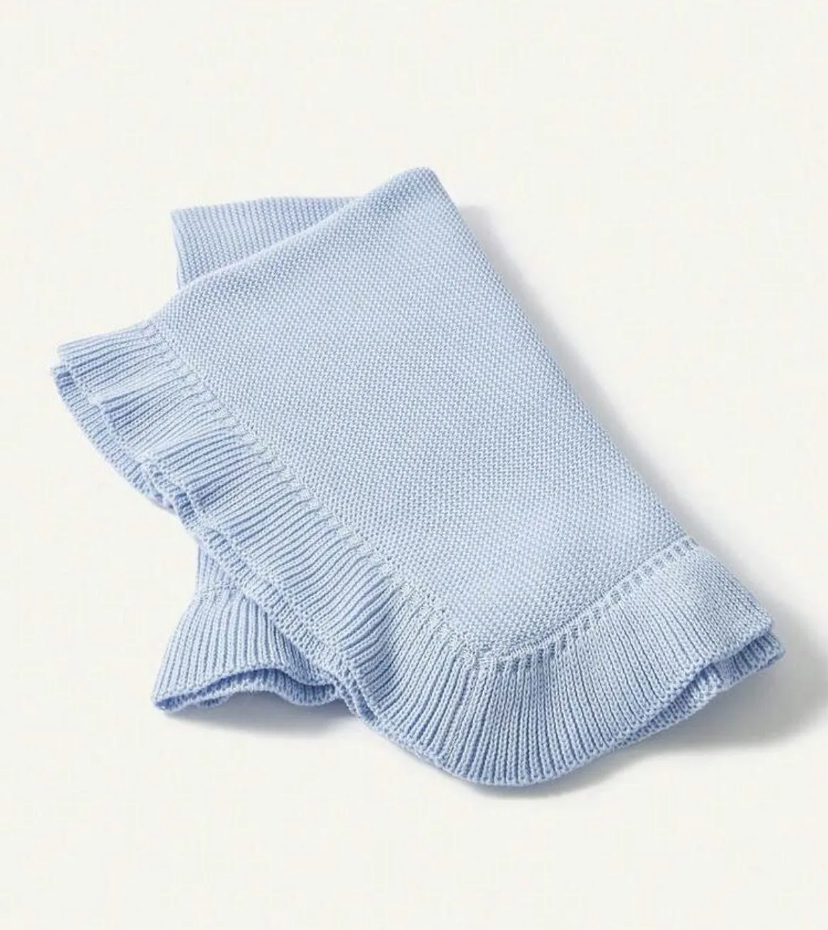 The Claddagh design on a knitted frill blanket