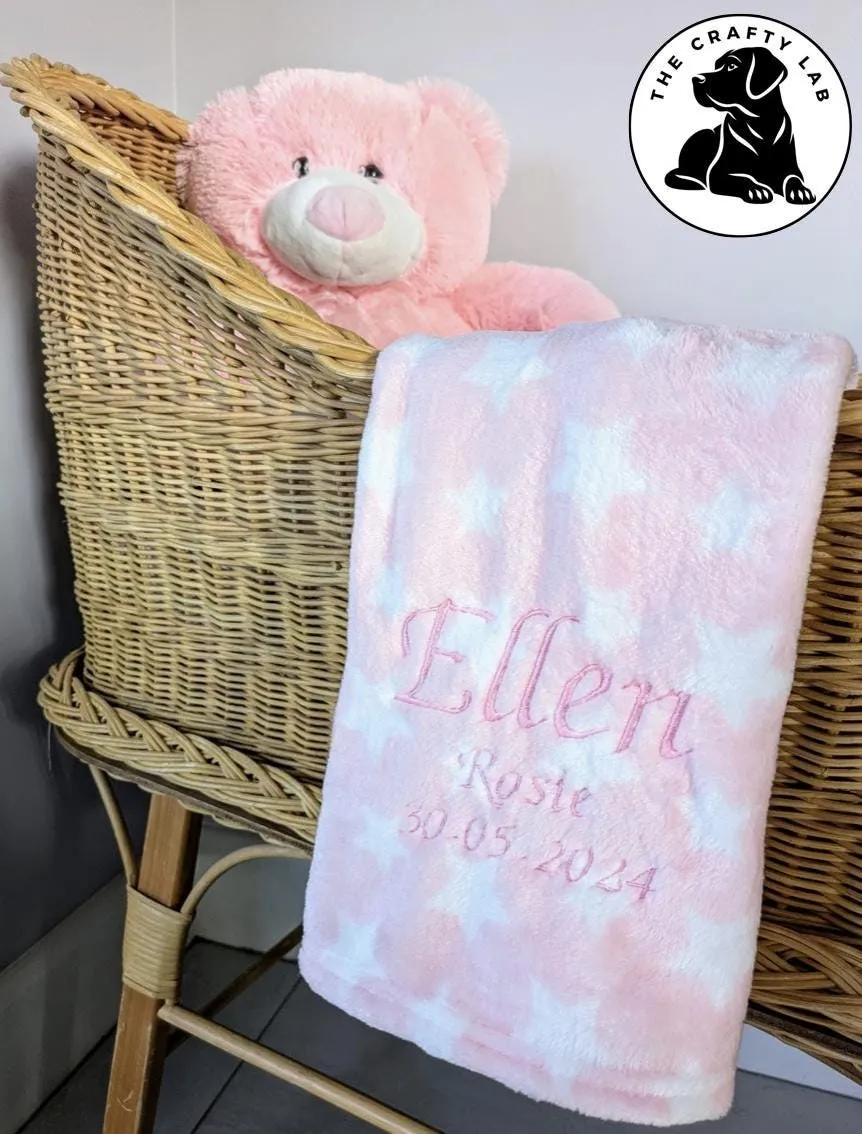 Personalised Name and Birth Details Baby Blanket