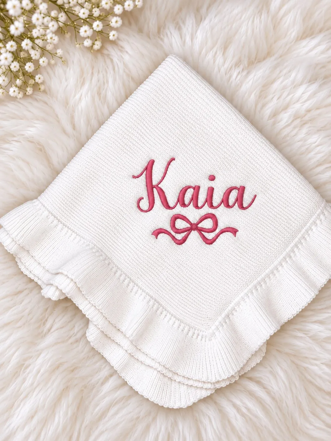 Personalised name and bow blanket