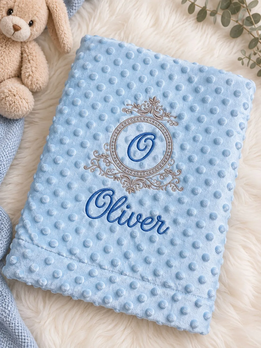 Personalised Ornate Initial Baby Blanket