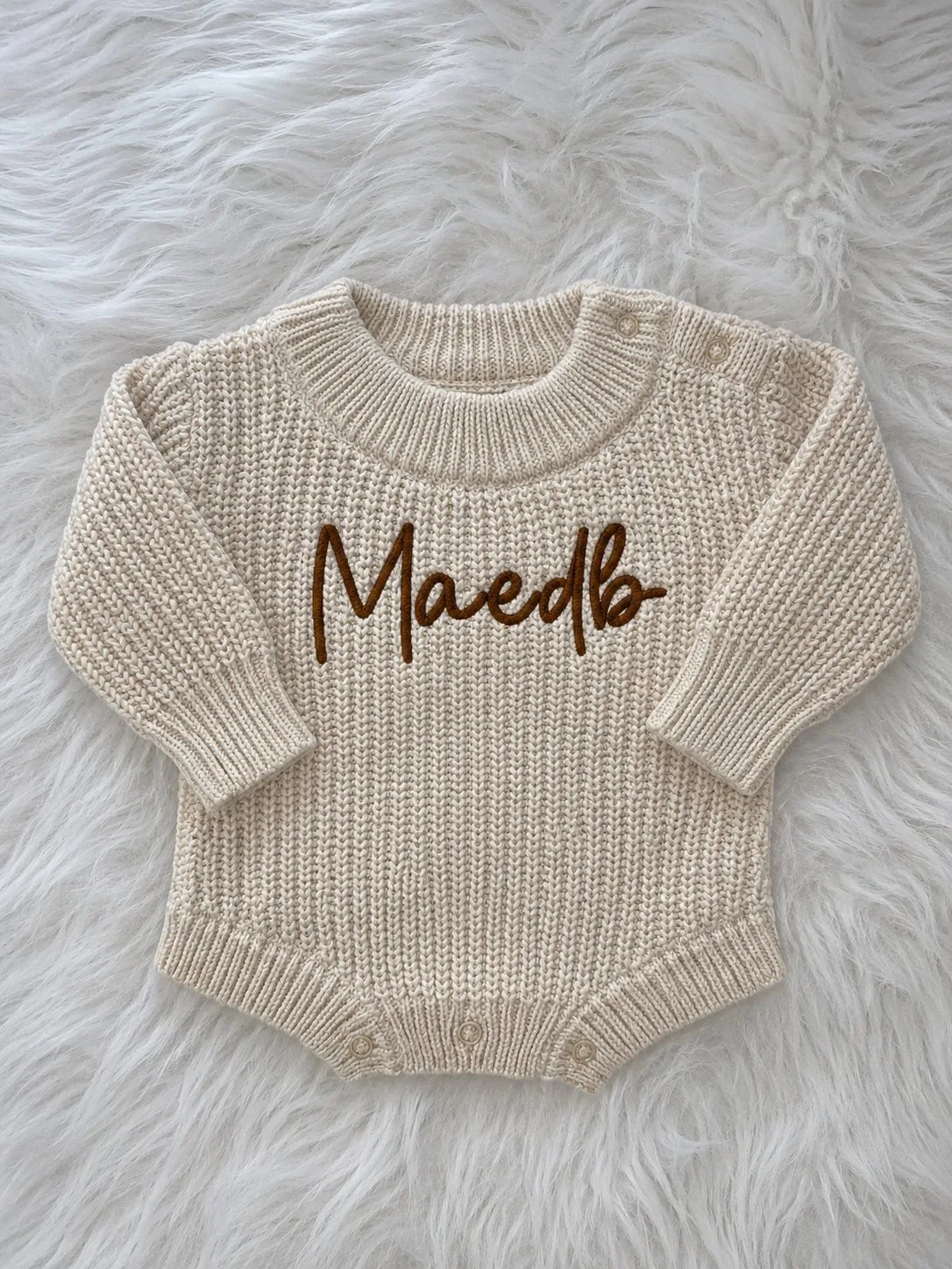 Personalised Sand Chunky Knit Romper
