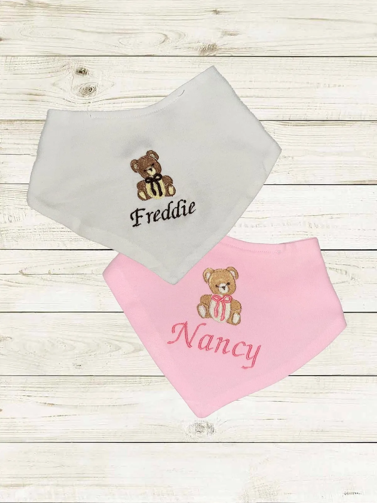 Teddy Bear Bandana Bib with Name