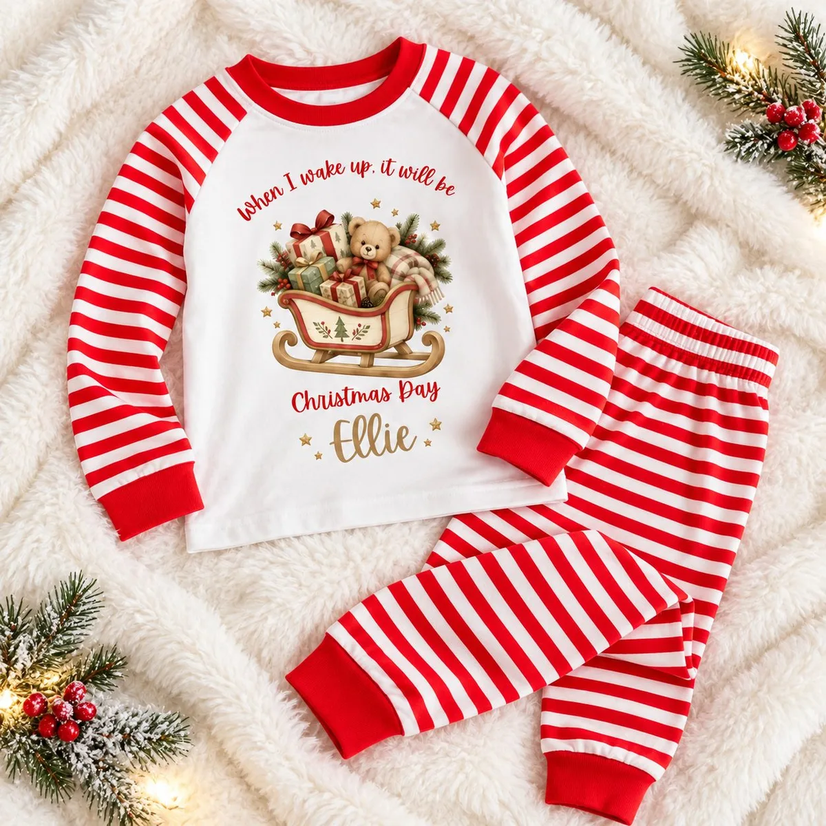 When I Wake Up Christmas Teddy Bear Pyjamas